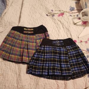 Falls Creek Plaid GIRLS Mini Skirt Set - Multicolor and Blue SIZE L